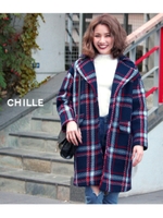 チェック柄チェスターコート/ネイビー(018)