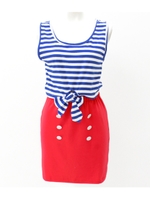 【ANAP】フロントリボン・ボーダー切替ワンピース/ブルー/ホワイト(063)