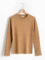 ワイドリブクルーネックプルオーバー/キャメル