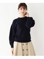 袖口パール片畦ニット/ネイビー(093)