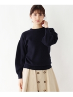 袖口パール片畦ニット/ネイビー(093)