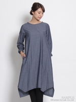 ソフトダンガリーロングブラウス/ネイビー