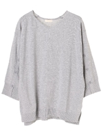 ・ボタンスリーブニットチュニック/杢ライトグレー