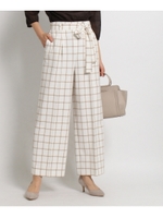 【WEB限定】ワイドクロスストレッチパンツ/ホワイト×ベージュ(202)