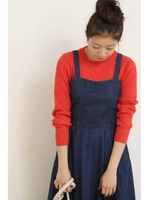 ウォッシャブルワイドリブクルーニット/レッド(100)