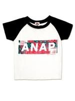 【ANAP KIDS】ラグランブロックデザインロゴTシャツ/ホワイト(001)