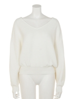 ルーズV/N Knit TOP/WHT