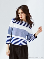 レーヨンマルチボーダーニット/ブルー