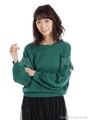 袖モチーフレースニット/ミドリ