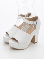太ヒールサンダル/ホワイト