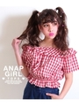 【ANAP GIRL】ギンガムチェックオフショルトップス/レッド(025)