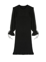 レース切替リブワンピース/ブラック