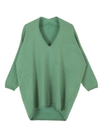 Vネックオーバーサイズライトニット/杢グレー