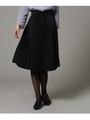 [L]【洗える】サッシュベルト付きフレアスカート/ブラック(019)