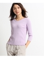 【洗える】ドライタッチVネックニット/パープル系(080)