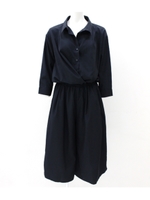 【Alluge】シャツデザインオールインワン/ネイビー(018)