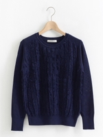 フロントフリンジクルーネックニット/ネイビー
