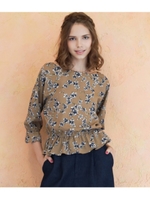 花柄ペプラムブラウス/ベージュ(005)