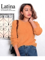 【Latina】ボリュームスリーブシャギーニットトップス/キャメル(017)