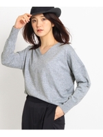 【WEB限定】ヌキ衿Vネックニット/ブルー(092)