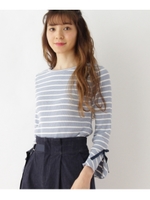 【WEB限定サイズ(S・LL)あり】ラメボーダートップス/ライトブルー(391)