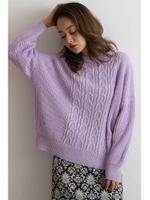 ＢＡＣＫリボンゆるニット/ラベンダー(080)