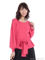 ウエストリボンニット/ネイビー