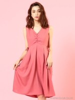 サイドリボンロングワンピース/レッド