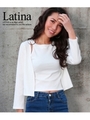 【Latina】テレコリブアメスリトップス×カーディガン/ホワイト(001)