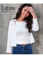 【Latina】テレコリブアメスリトップス×カーディガン/ホワイト(001)