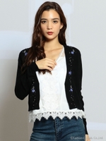 ビジューニットカーディガン/ブラック