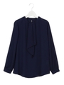 ボウタイ長袖ブラウス/ネイビー
