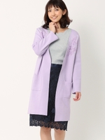 モチーフレース付きニットカーディガン/ラベンダー