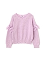 リボンスリーブニット/ラベンダー(080)