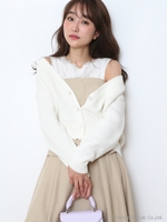 レースブラウス×モールカーデセット/ホワイト