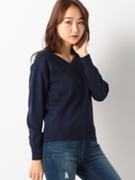 ワイドカラーゆるVニット/シロ