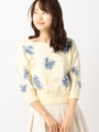 花柄ニットトップス/黄系
