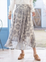 Oriental rug プリントシフォン イレギュラーヘムSK/柄C