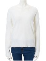 Vネック太リブニット/ホワイト