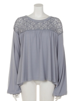 【Marie Hill】プリーツ切替えカットソー/ライトブルー