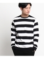 【WEB限定】20/2天竺 ボーダー長袖Tシャツ/ブラック(119)