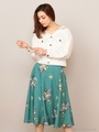 【WEB限定】ボタニカルフラワーサーキュラースカート/グリーン