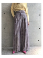 ウエストマークチェックワイドパンツ/ライトパープル(281)