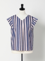 エアリー抜衿ブラウス/青系