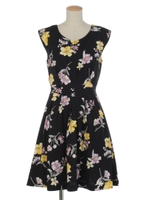 オリジナルドビーフラワー柄ワンピ/紺