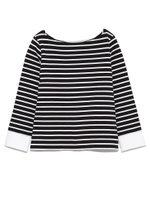 カフス切り替えボーダープルオーバー/BLK