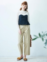 コーマツイルストレッチセンタープレスチノパンツ/ベージュ