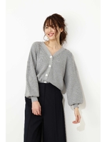 ショート丈ニットカーディガン/グレー(020)