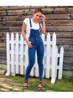 【Latina】バックストラップストレッチデニムサロペット/インディゴ(021)