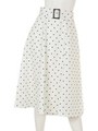 【ドラマ着用】ベルト付きフレアスカート(追加生産:ドット)/ホワイト